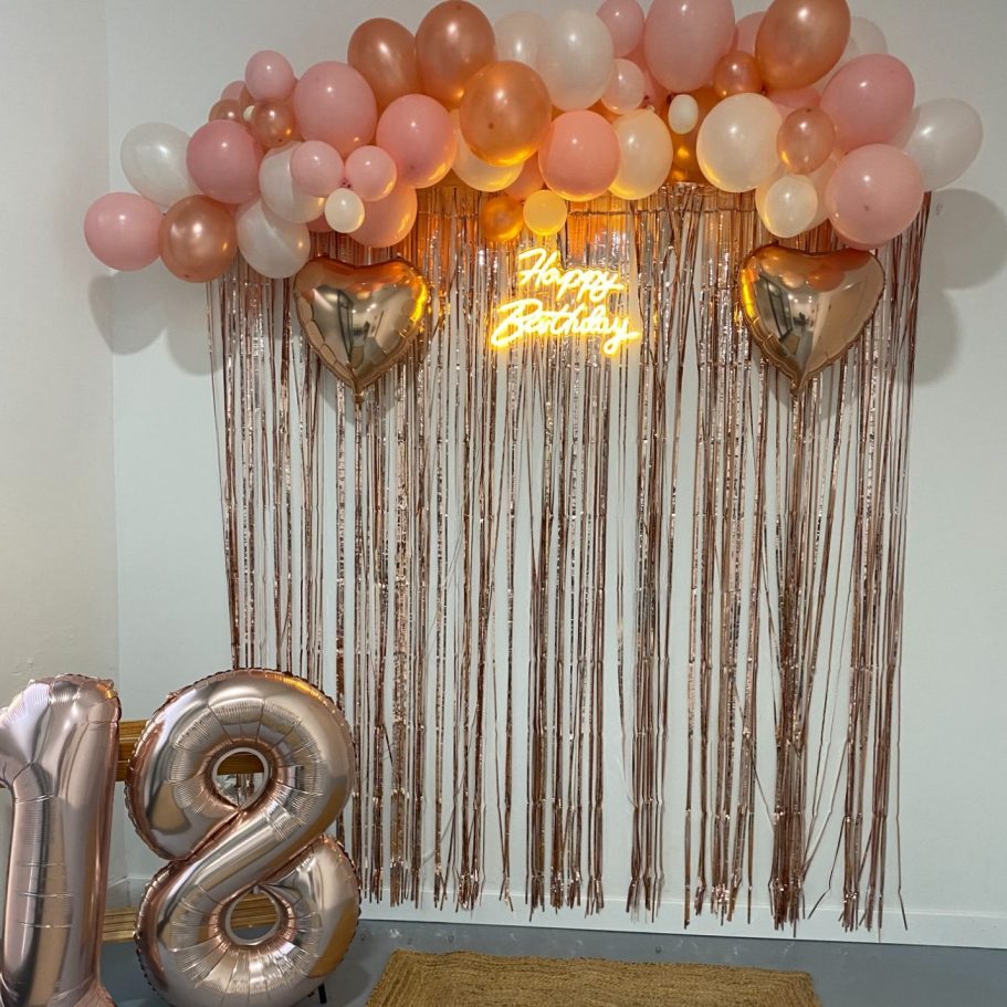 Decoración 18 años Valencia, photocall de bienvenida